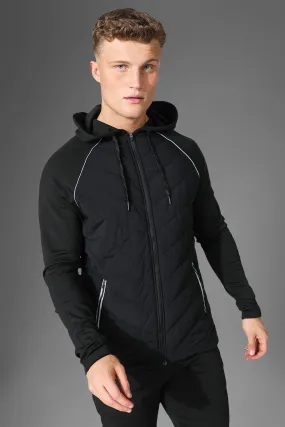 Man Active Gym Quilted Zip Thru Hoodie | boohooMAN UK